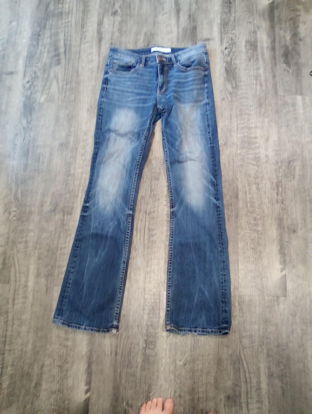 BKE Women's Blue Washed Flare Jeans